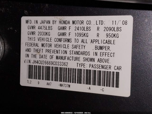 2009 ACURA TSX JH4CU26669C033362 Photo 8