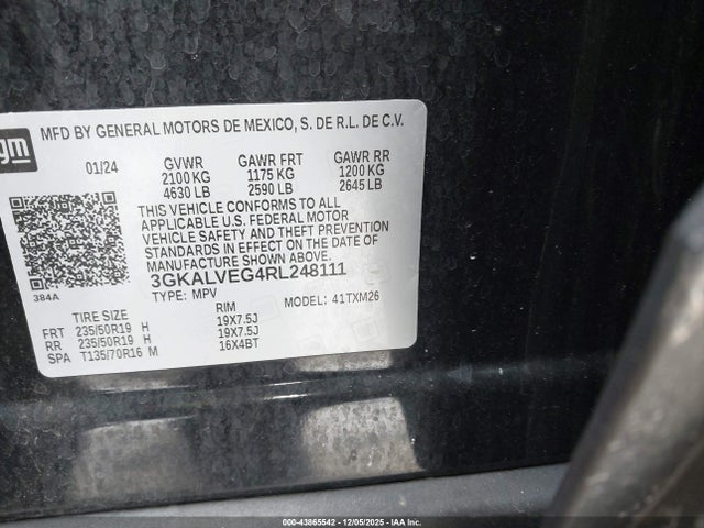 Aukcja sprzedaży 2024 Gmc Terrain Awd Slt, vin: 3GKALVEG4RL248111, numer aukcji: 43865542