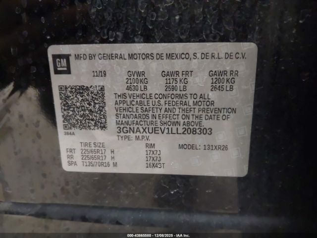 2020 CHEVROLET EQUINOX 3GNAXUEV1LL208303 Photo 8