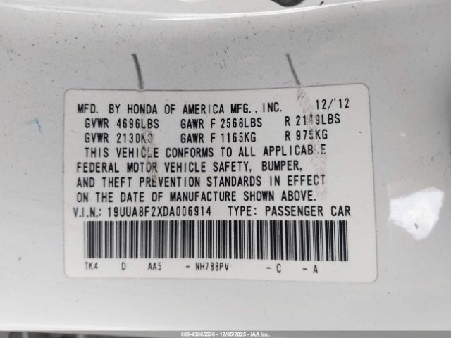 2013 ACURA TL 19UUA8F2XDA006914 Photo 8