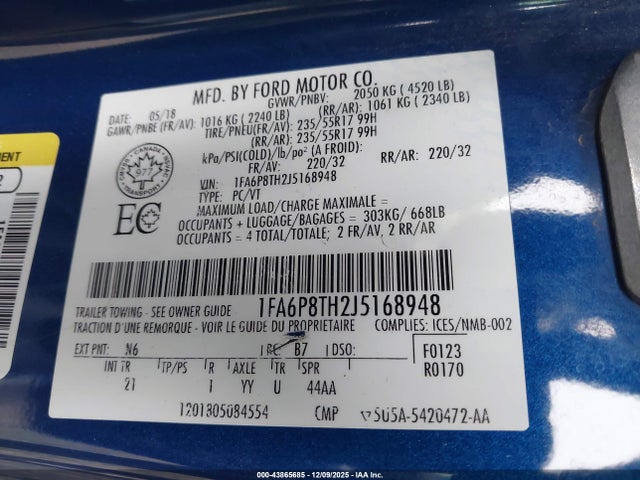 Ford Mustang Ecoboost 2018 1FA6P8TH2J5168948 Image 9