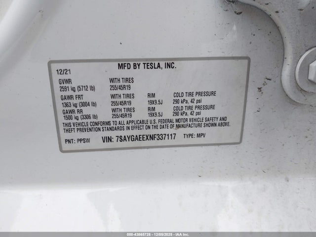 2022 TESLA MODEL Y 7SAYGAEEXNF337117 Photo 8