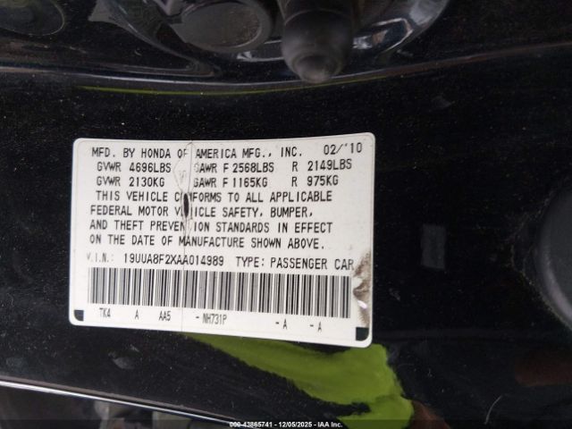 2010 ACURA TL 19UUA8F2XAA014989 Photo 8