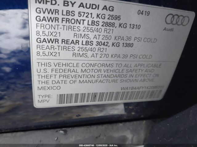 2019 AUDI SQ5 WA1B4AFY1K2095315 Photo 8