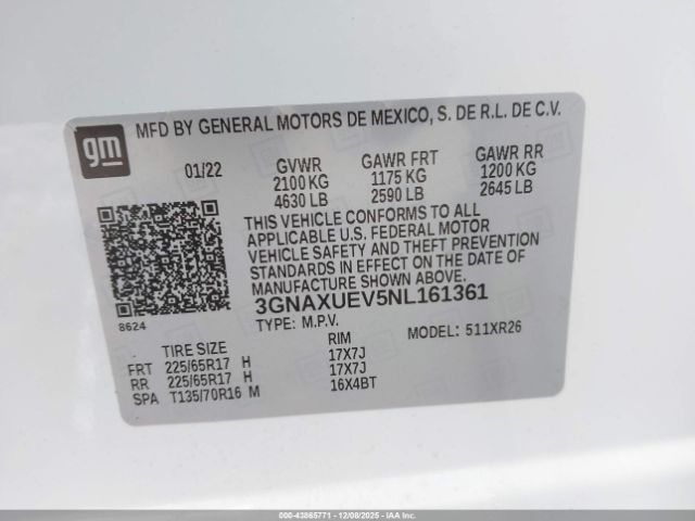 2022 CHEVROLET EQUINOX 3GNAXUEV5NL161361 Photo 8