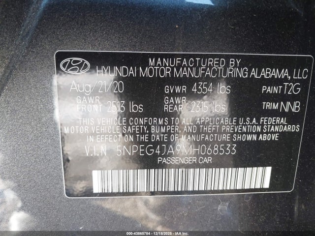 Hyundai SONATA SE 2021 5NPEG4JA9MH068533 Image 9