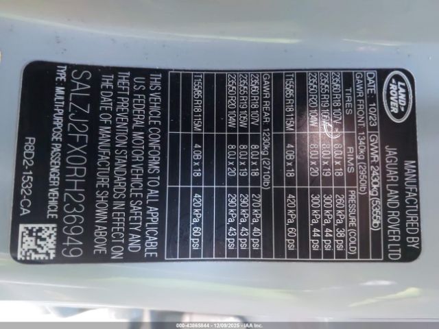 2024 LAND ROVER RANGE ROVER EVOQUE SALZJ2FX0RH236949 Photo 8