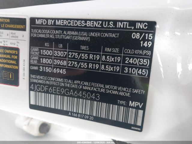 2016 MERCEDES-BENZ GL 450 4JGDF6EE9GA645043 Photo 8