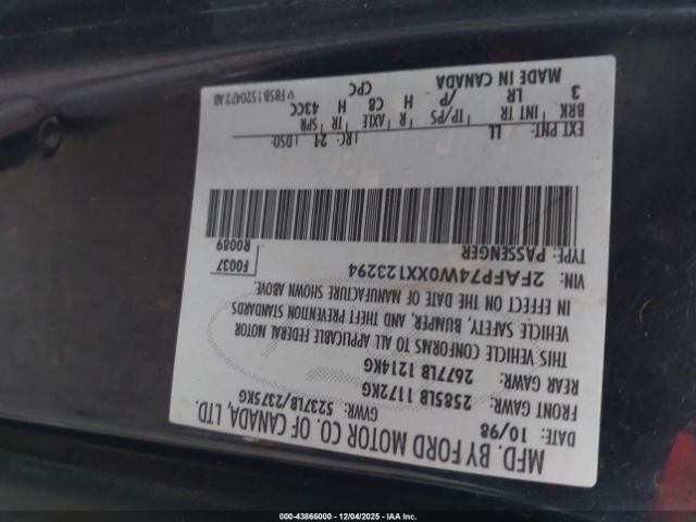 1999 FORD CROWN VICTORIA 2FAFP74W0XX123294 Photo 8