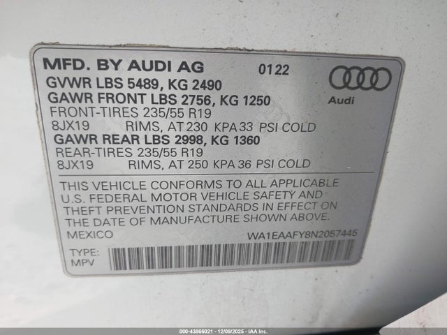 2022 AUDI Q5 WA1EAAFY8N2057445 Photo 8