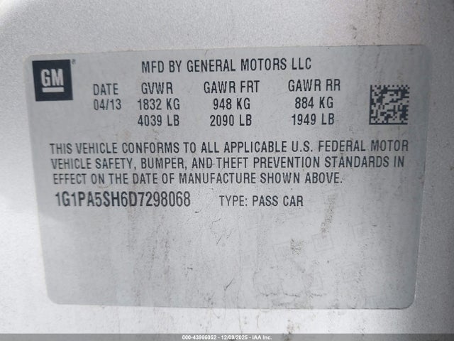 2013 CHEVROLET CRUZE 1G1PA5SH6D7298068 Photo 8