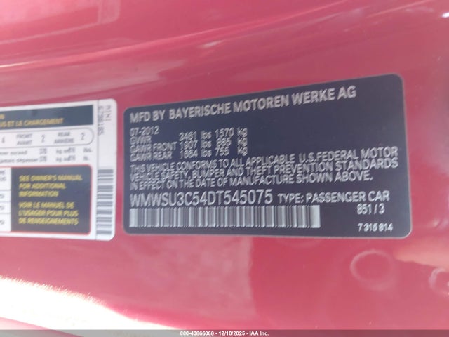 2013 MINI HARDTOP WMWSU3C54DT545075 Photo 8