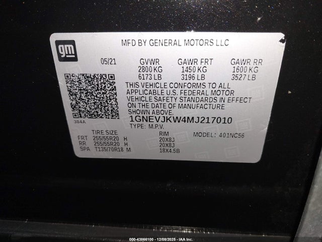 Chevrolet Traverse Awd Rs 2021 1GNEVJKW4MJ217010 Image 9