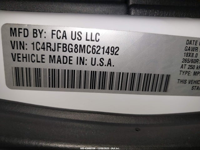 2021 JEEP GRAND CHEROKEE 1C4RJFBG8MC621492 Photo 8