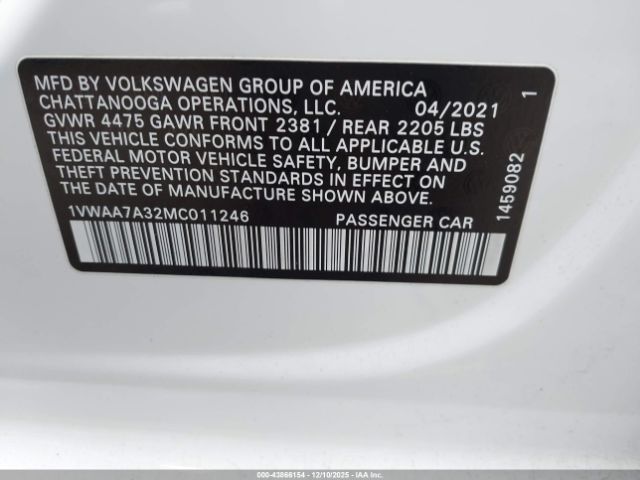 2021 VOLKSWAGEN PASSAT 1VWAA7A32MC011246 Photo 8