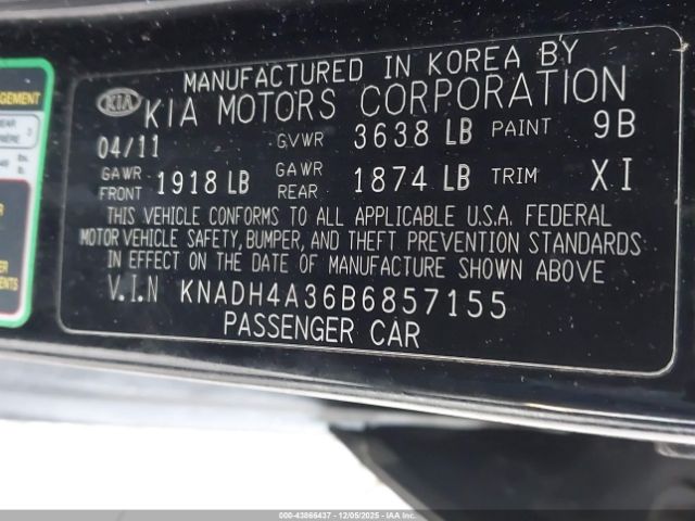 2011 KIA RIO KNADH4A36B6857155 Photo 8