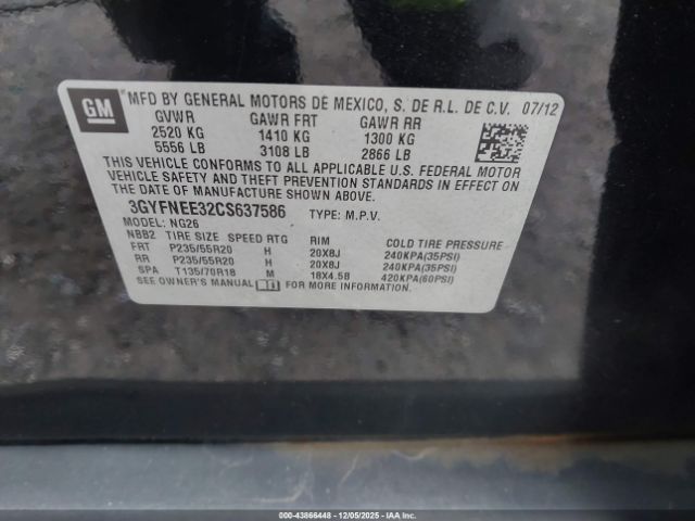 2012 CADILLAC SRX 3GYFNEE32CS637586 Photo 8