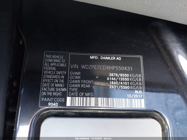 2017 MERCEDES-BENZ SPRINTER 2500 WDZPE7CDXHP550431 Photo 8