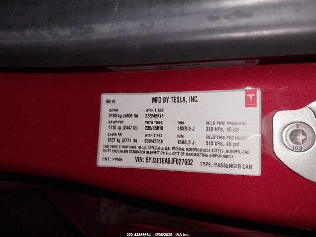 2018 TESLA MODEL 3 5YJ3E1EA6JF027602 Photo 8