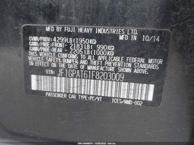JF1GPAT61F8203009 Subaru Impreza 2.0i Sport Premium