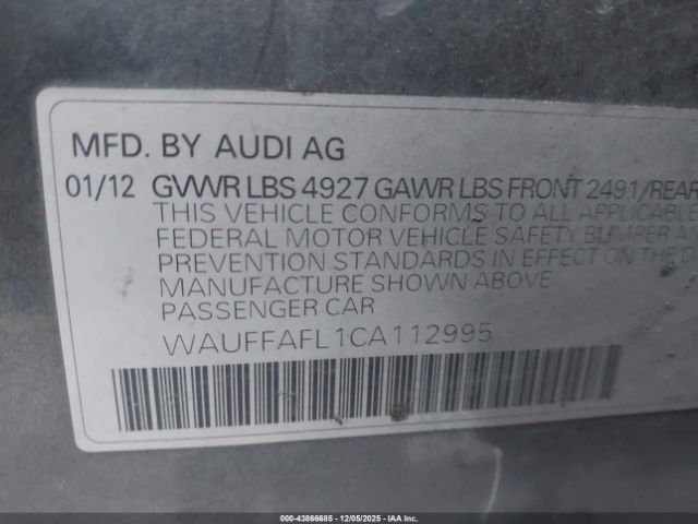 2012 AUDI A4 WAUFFAFL1CA112995 Photo 8
