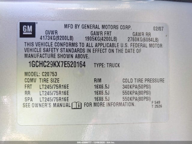 2007 CHEVROLET SILVERADO 2500HD 1GCHC29KX7E520164 Photo 8