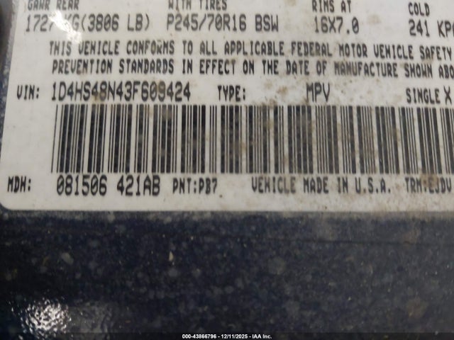 2003 DODGE DURANGO 1D4HS48N43F609424 Photo 8