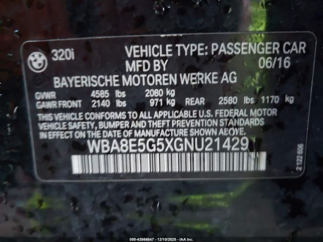 2016 BMW 320I WBA8E5G5XGNU21429 Photo 8