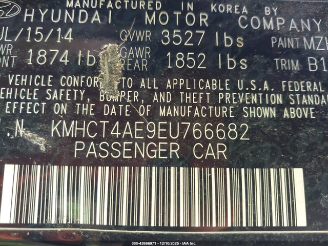Aukcja sprzedaży 2014 Hyundai Accent Gls, vin: KMHCT4AE9EU766682, numer aukcji: 43866971