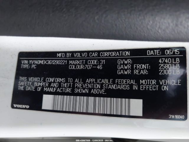 2016 VOLVO V60 YV140MEK3G1290221 Photo 8