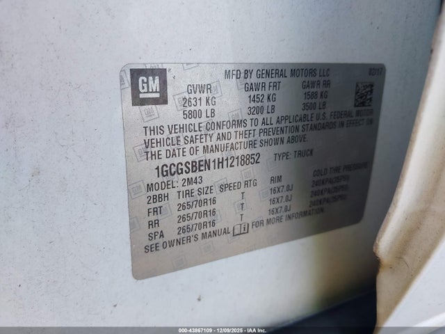 1GCGSBEN1H1218852 Chevrolet Colorado Wt