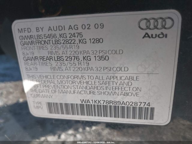 2009 AUDI Q5 WA1KK78R89A028774 Photo 8