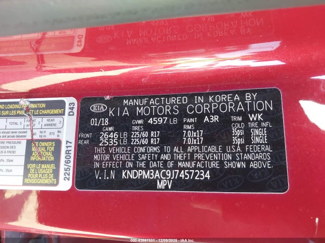 2018 KIA SPORTAGE KNDPM3AC9J7457234 Photo 8