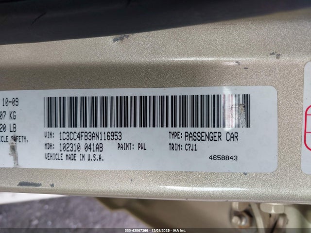Aukcja sprzedaży 2010 Chrysler Sebring Touring, vin: 1C3CC4FB3AN116953, numer aukcji: 43867366