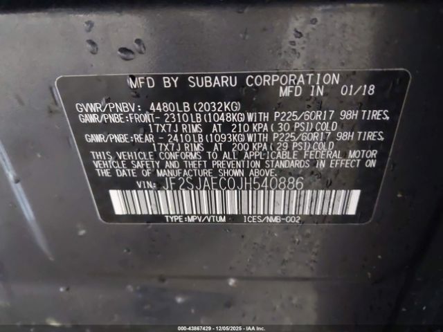 2018 SUBARU FORESTER JF2SJAEC0JH540886 Photo 8