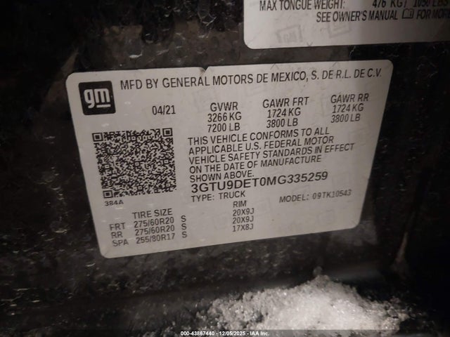 3GTU9DET0MG335259 GMC Sierra 1500 4wd Short Box Slt