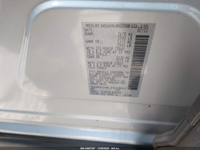 2022 NISSAN PATHFINDER 5N1DR3CC4NC265942 Photo 8