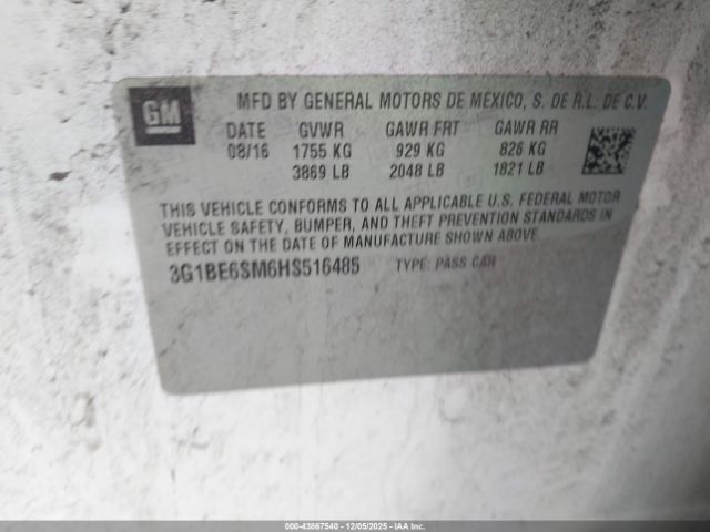 2017 CHEVROLET CRUZE 3G1BE6SM6HS516485 Photo 8