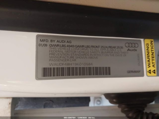 2009 AUDI A4 WAUDF48H19K010584 Photo 8