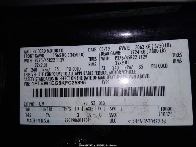 2019 FORD F-150 1FTEW1EG8KFC25895 Photo 8