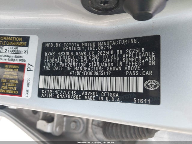 Toyota CAMRY SE 2014 4T1BF1FK9EU855412 Image 9