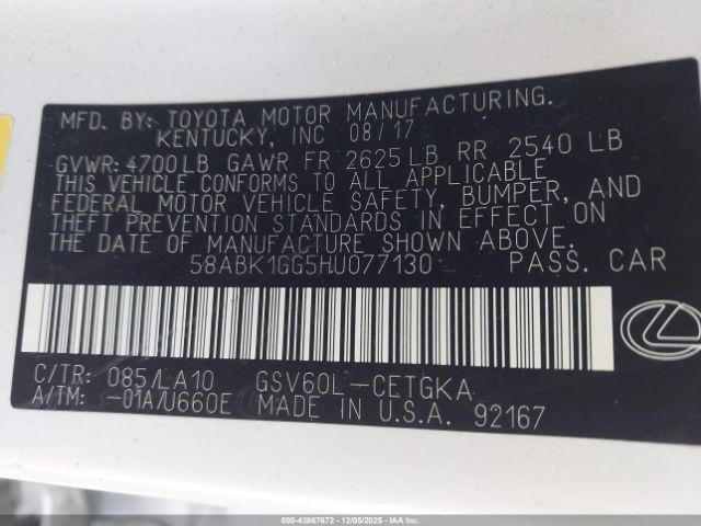 2017 LEXUS ES 350 58ABK1GG5HU077130 Photo 8