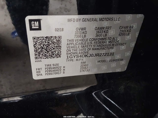 2018 CADILLAC ESCALADE 1GYS4DKJ0JR272131 Photo 8