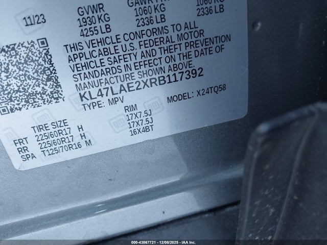 43867721 :رقم المزاد ، KL47LAE2XRB117392 vin ، 2024 Buick Envista Preferred Fwd مزاد بيع