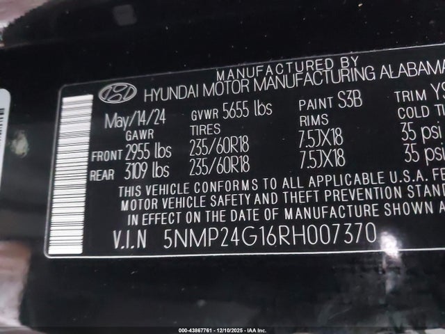 2024 HYUNDAI SANTA FE HYBRID 5NMP24G16RH007370 Photo 8