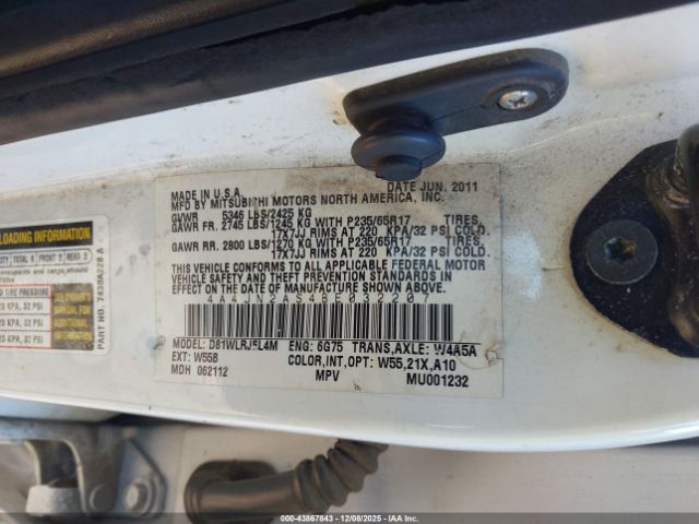 2011 MITSUBISHI ENDEAVOR 4A4JN2AS4BE032207 Photo 8