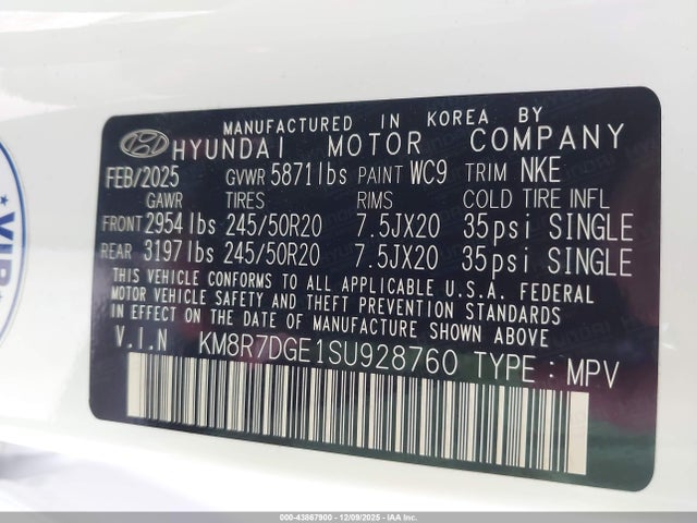 KM8R7DGE1SU928760 Hyundai Palisade Calligraphy Night Edition