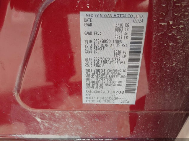 Nissan Pathfinder Platinum 4wd 2024 5N1DR3DK7RC314708 Image 9
