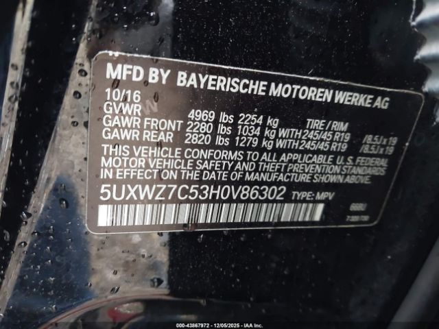 2017 BMW X3 5UXWZ7C53H0V86302 Photo 8