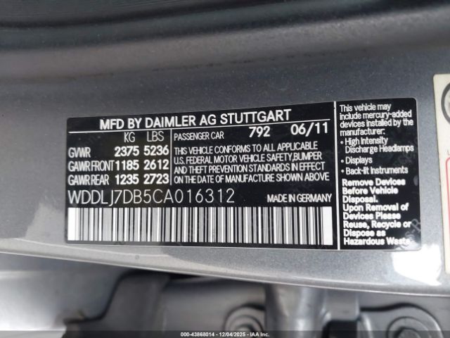 2012 MERCEDES-BENZ CLS 550 WDDLJ7DB5CA016312 Photo 8